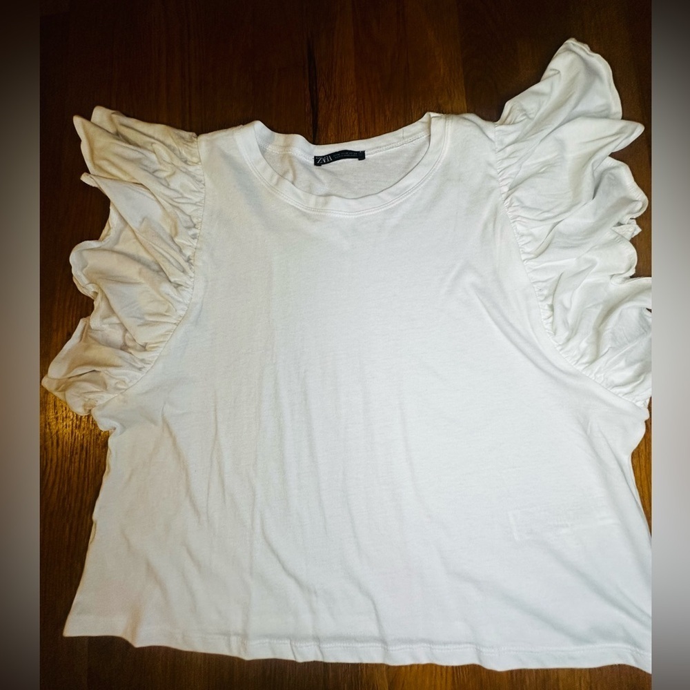 Zara Crisp White Crew Neck Tee